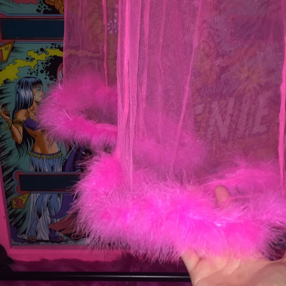 Pink Feather Boa Mesh pants